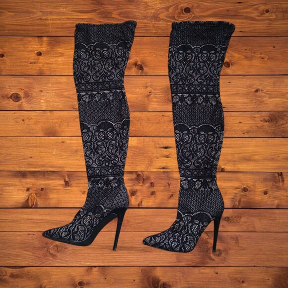 Steve Madden Shoes - Steve Madden Tiffy Women's Size 9.5 Black Over the Knee Heeled Stiletto Boots
